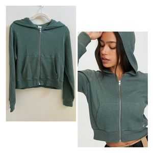 Aritzia TNA Y2K Smith Cropped Waffle Zip Hoodie